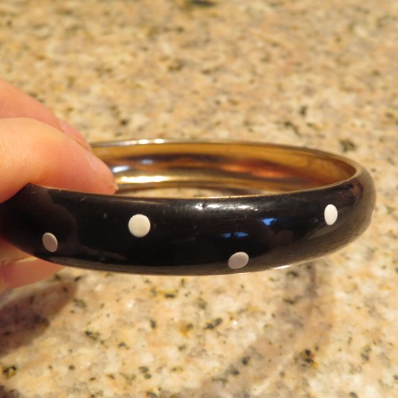 Vintage POLKADOT Enamel Bracelet Size 8 (83J) - Picture 2 of 3